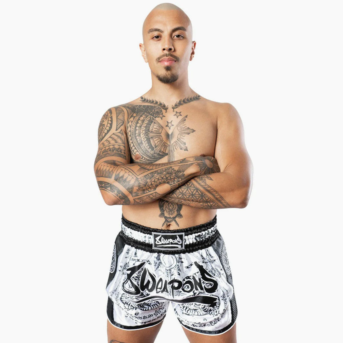 Calções de Kickboxing-Thai 8 Weapons Carbon Sak Yant Tigers  - Image 13