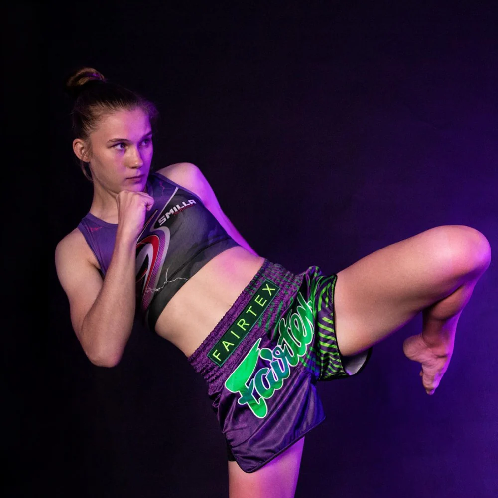 Calções de Kickboxing-Thai Fairtex BS1922 Racer Roxa  - Image 3
