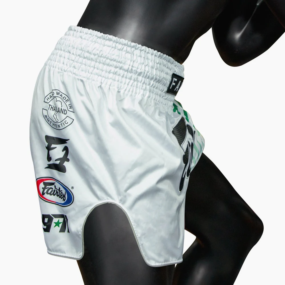 Calções de Kickboxing-Thai Fairtex BS1923 Racer Branco  - Image 8