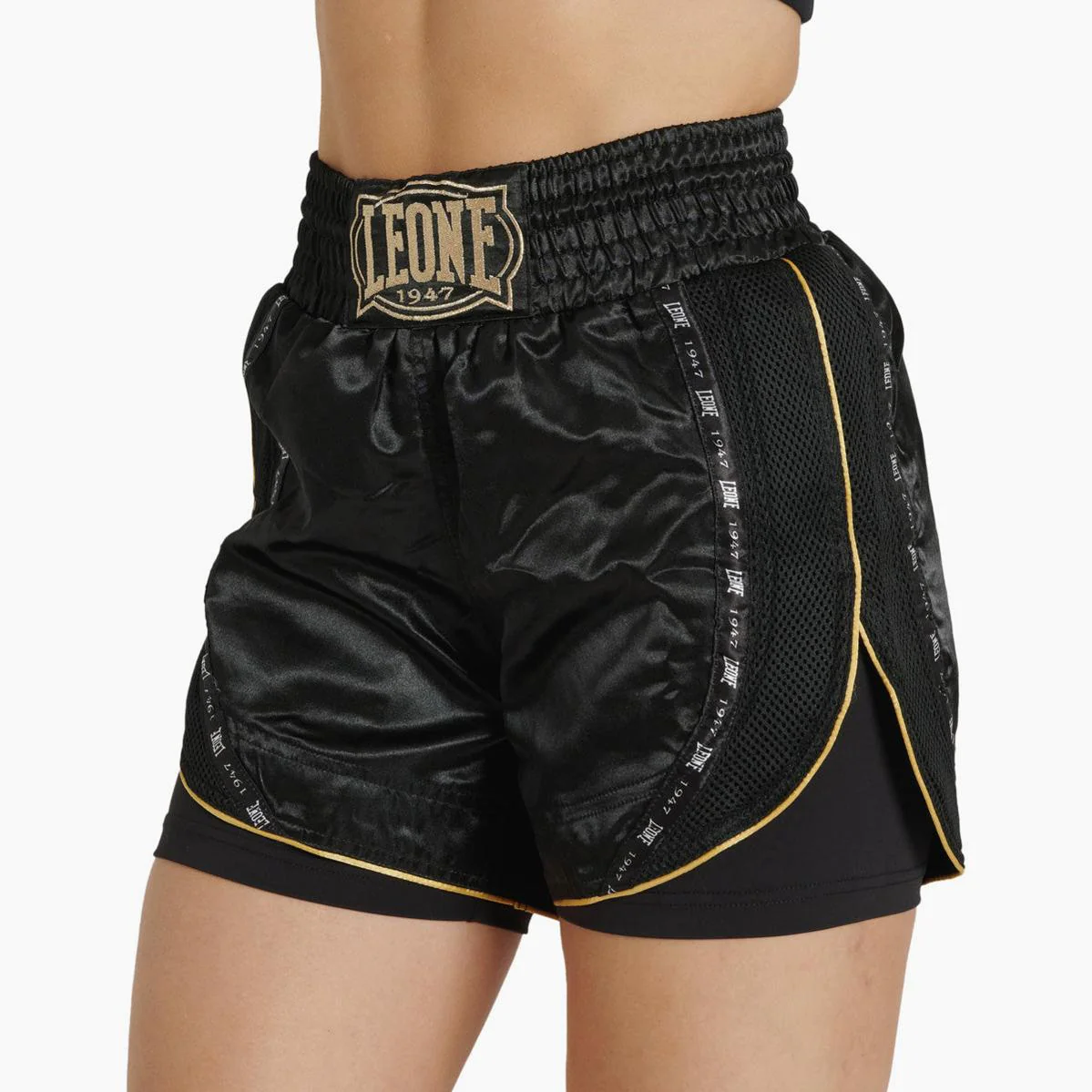 Calções kick-tailandeses mulher Leone Classic AB882 Preto