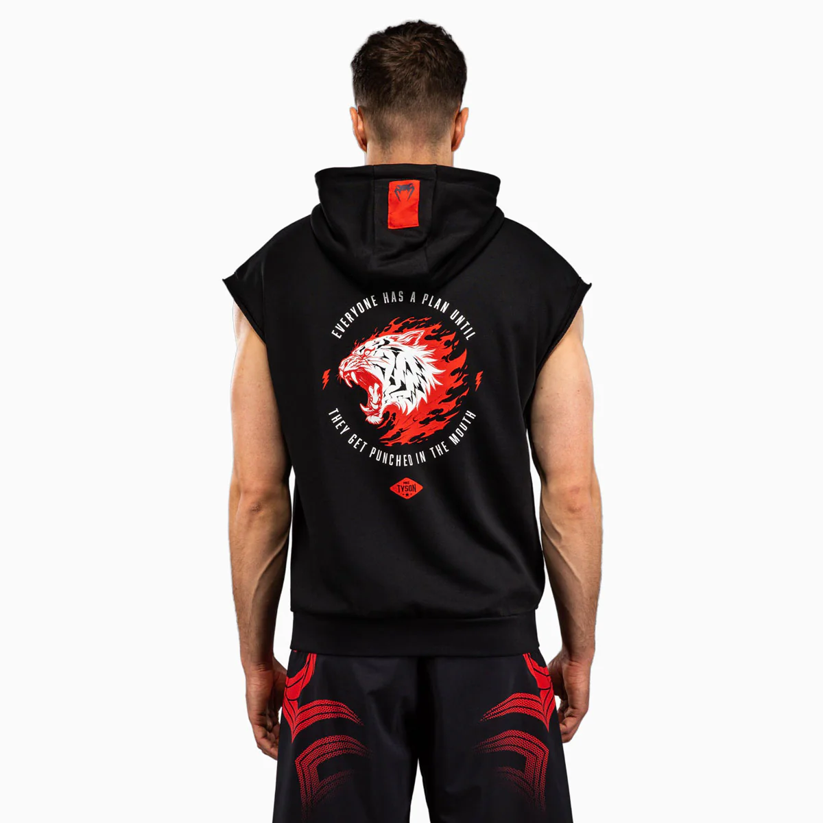 Colete sem mangas Venum x Mike Tyson Tiger com capuz Preto 