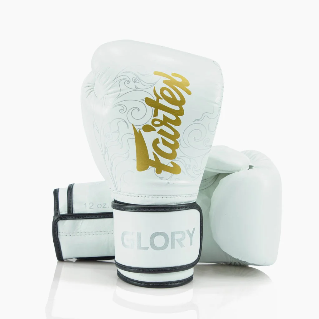 Luvas de Boxe Fairtex x Glory BGVG3 Branco-ouro 