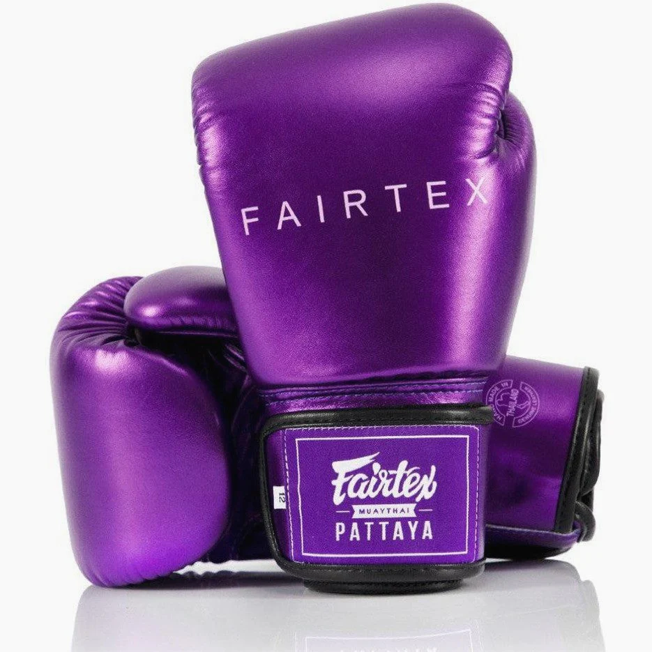 Luvas de Muay Thai Fairtex Metálico BGV22 Roxo 
