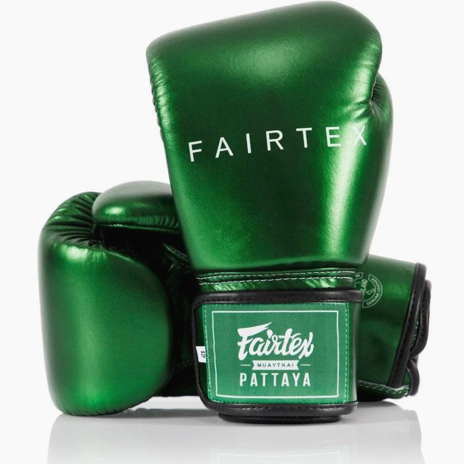 Luvas de Muay Thai Fairtex Metálico BGV22 Verde 
