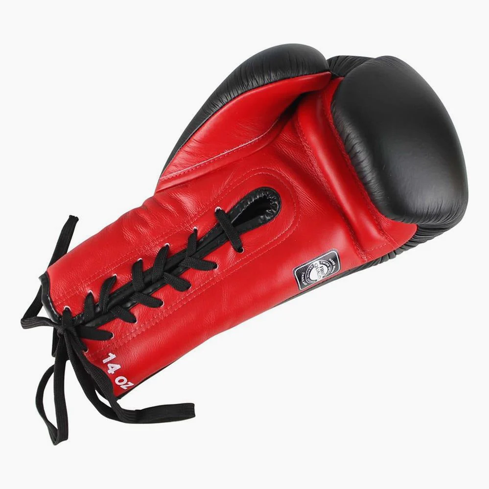 Luvas de Muay Thai Twins Special BGLL-1 Preto-Vermelho com cordões  - Image 4