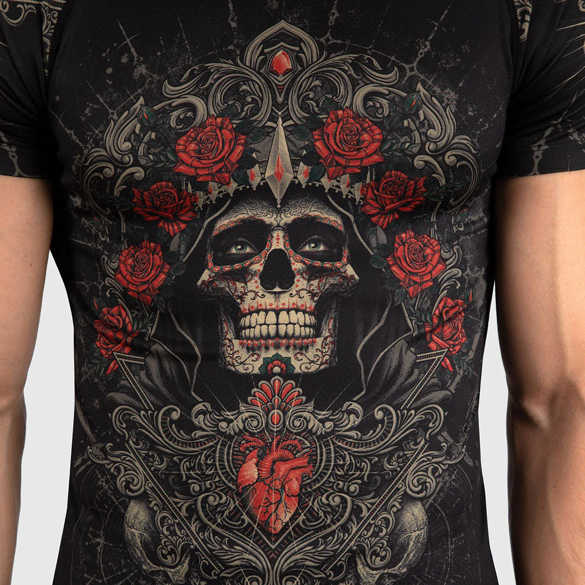 Rashguard Venum Santa Muerte 5.0 mangas curtas Preto-Ouro  - Image 5