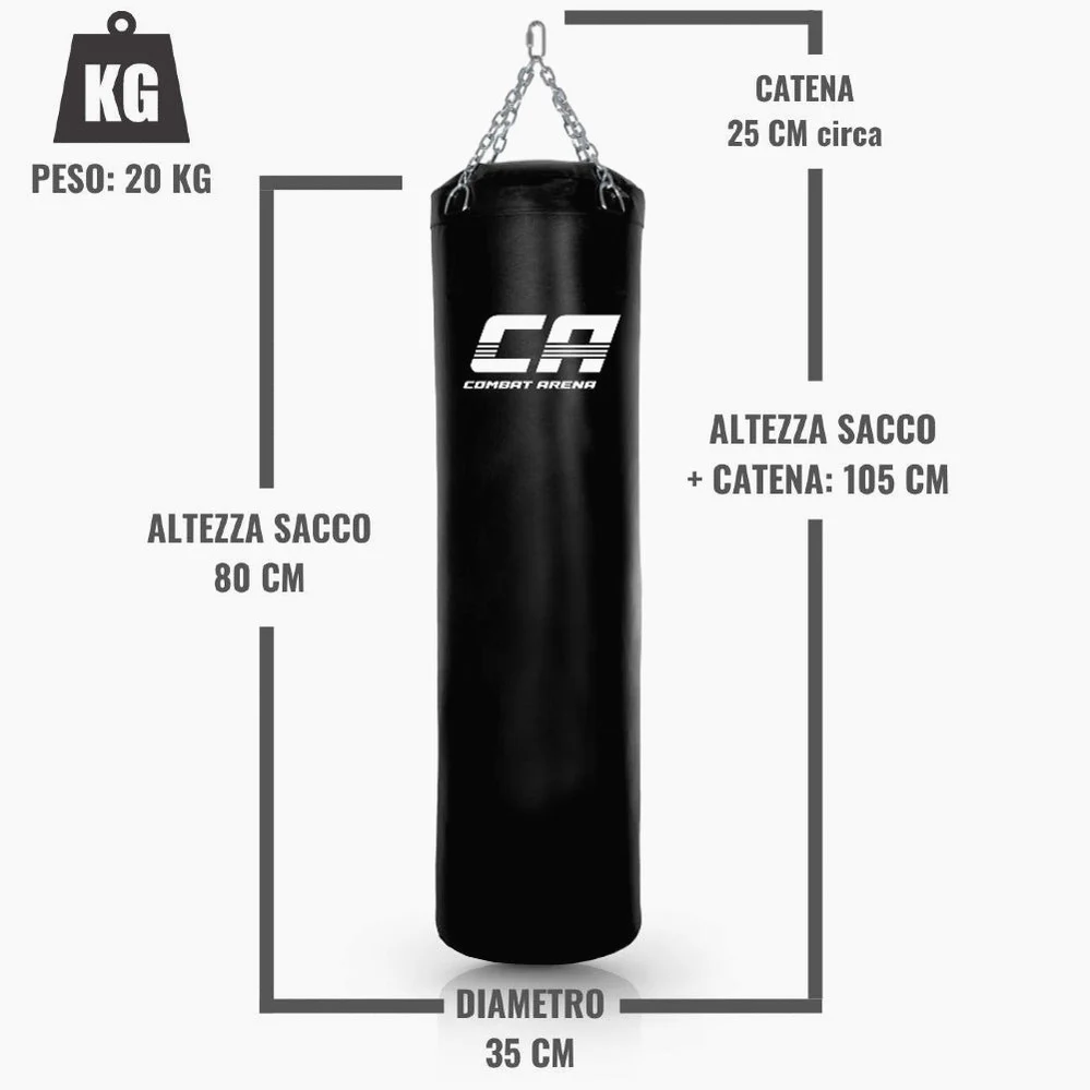 Saco de Boxe Combat Arena Treinamento PRO 20 Kg Preto  - Image 2