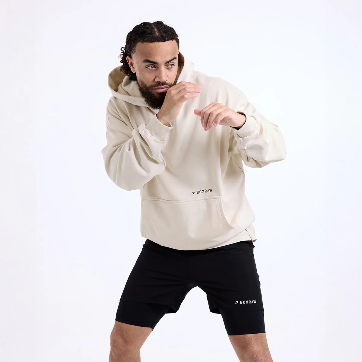 Camisola Boxraw Sparring Club Oversize com capuz Bege  - Image 3