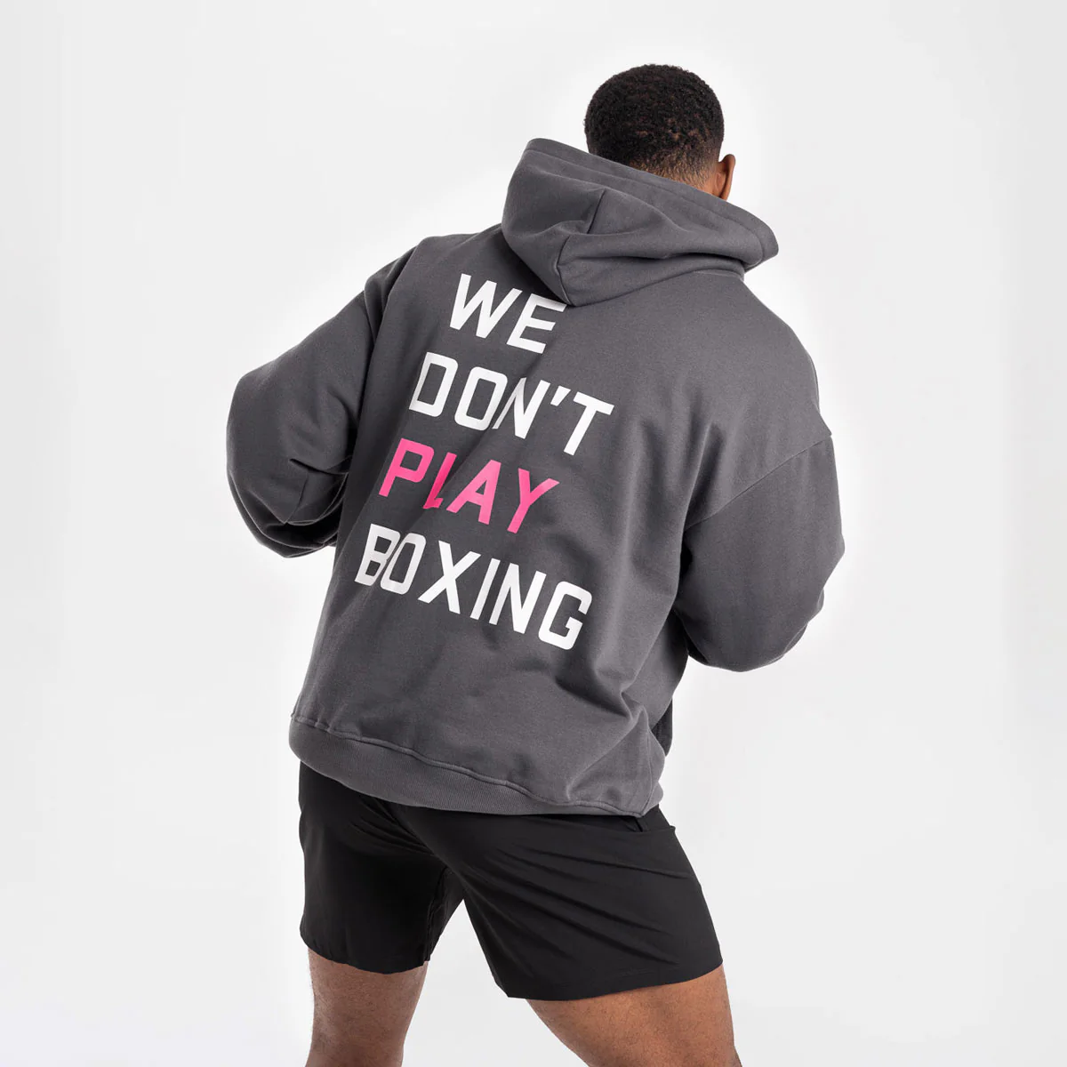 Sweatshirt Boxraw We Don't Play Boxing oversize com capuz Cinza-rosa  - Image 4