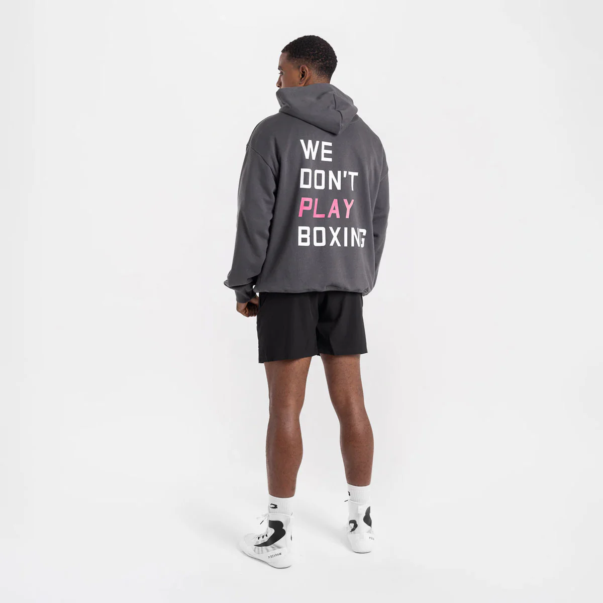 Sweatshirt Boxraw We Don't Play Boxing oversize com capuz Cinza-rosa  - Image 6
