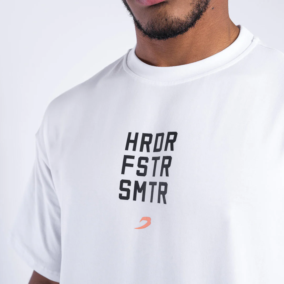 T-shirt Boxraw HRDR FSTR SMTR Oversize Branco  - Image 8