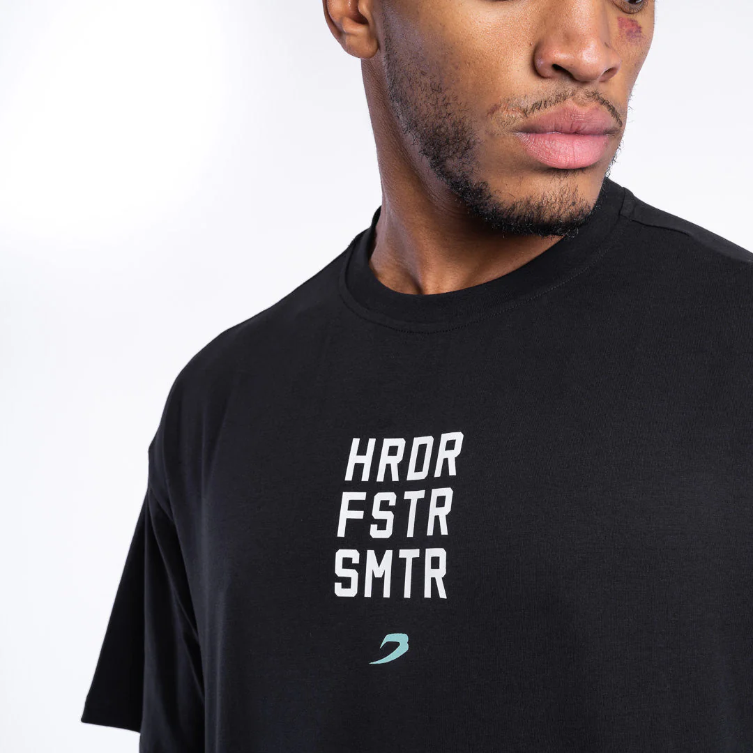 T-shirt Boxraw HRDR FSTR SMTR Oversize Preto  - Image 8