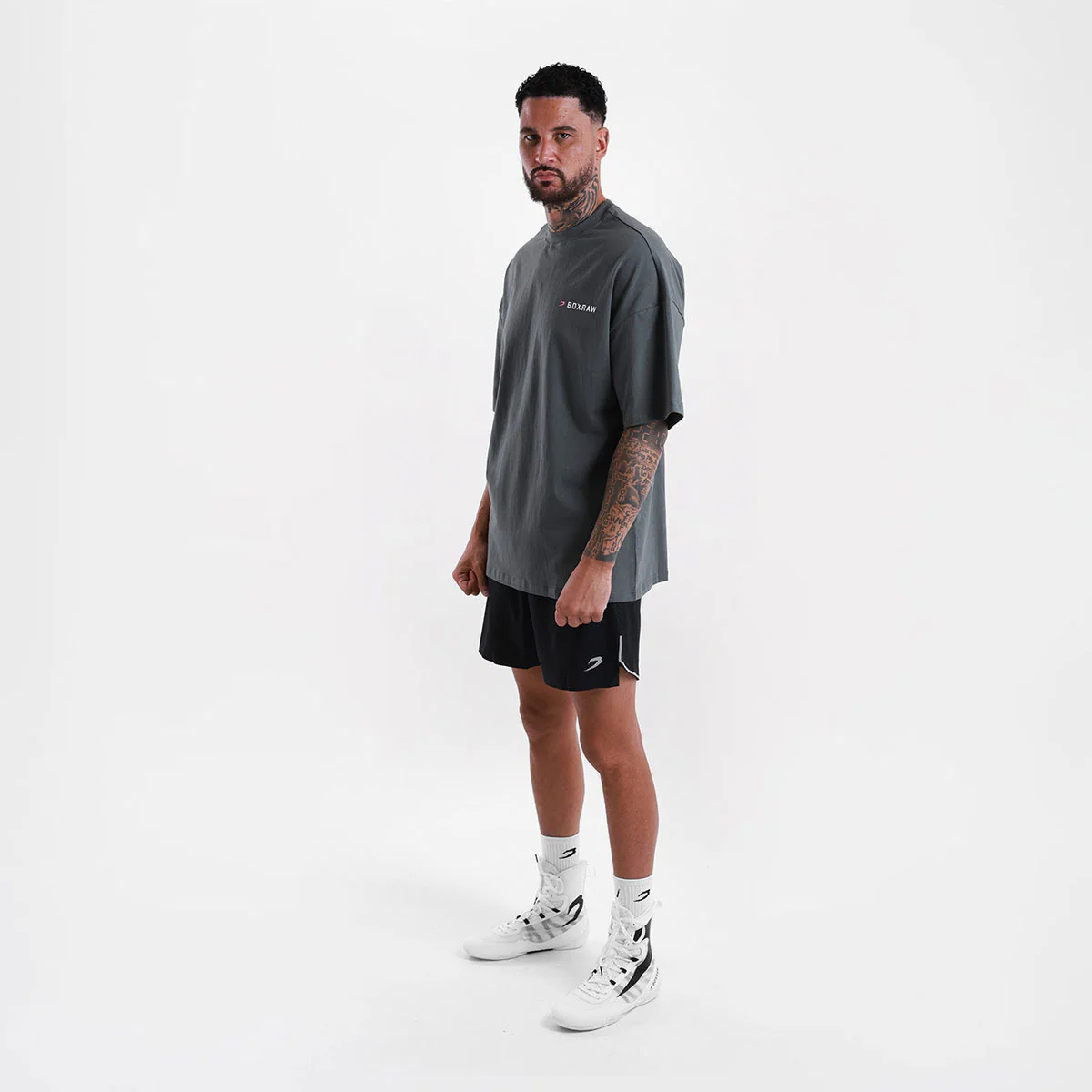 T-shirt Boxraw We Don't Play Boxing Oversize Cinza-rosa  - Image 4