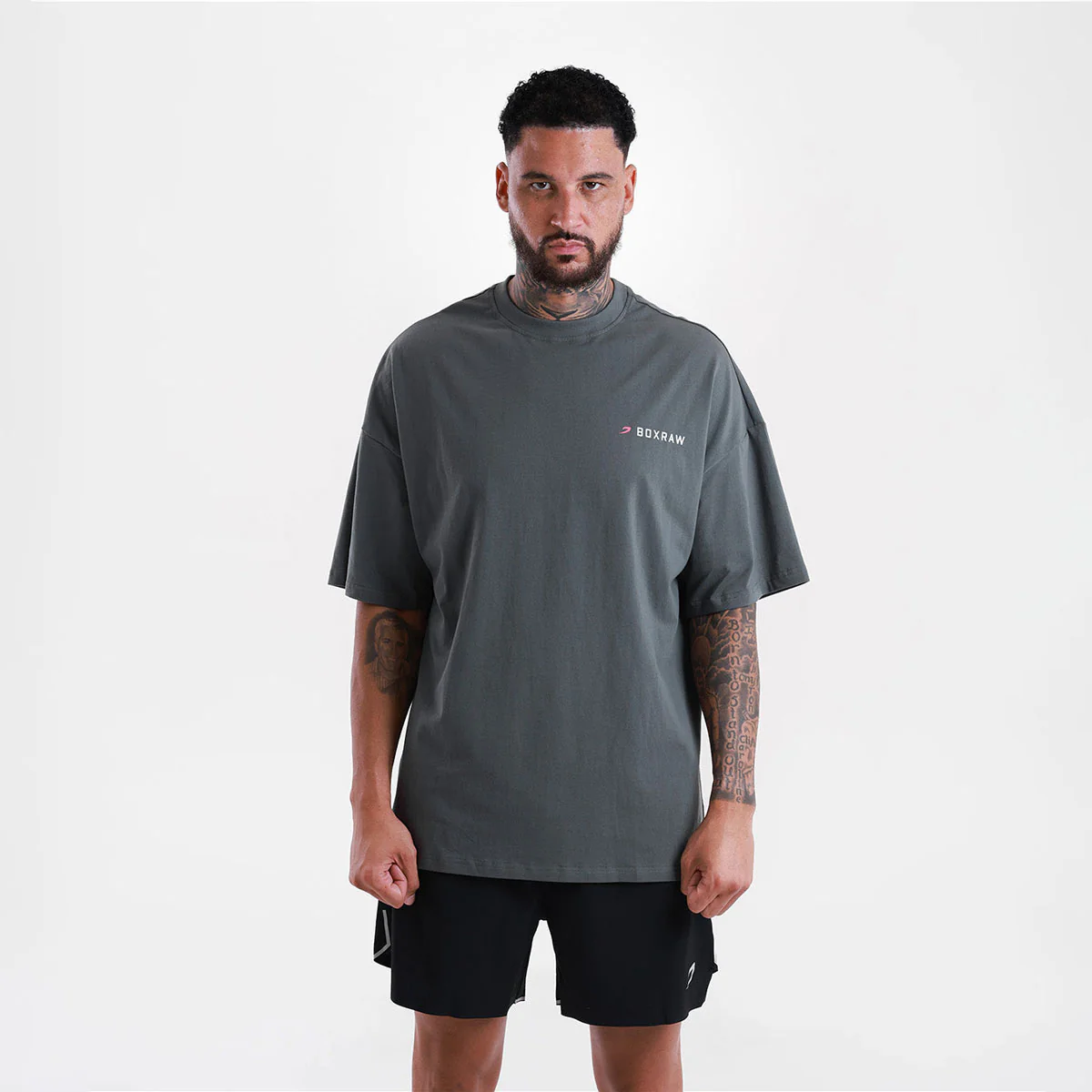 T-shirt Boxraw We Don't Play Boxing Oversize Cinza-rosa  - Image 5
